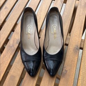 CHANEL Black Leather Heels